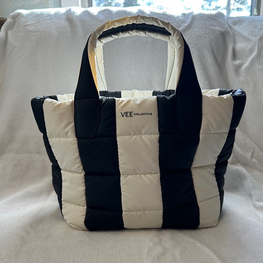 VEE Collective Black and White Small Porter Quilted Tote Bag